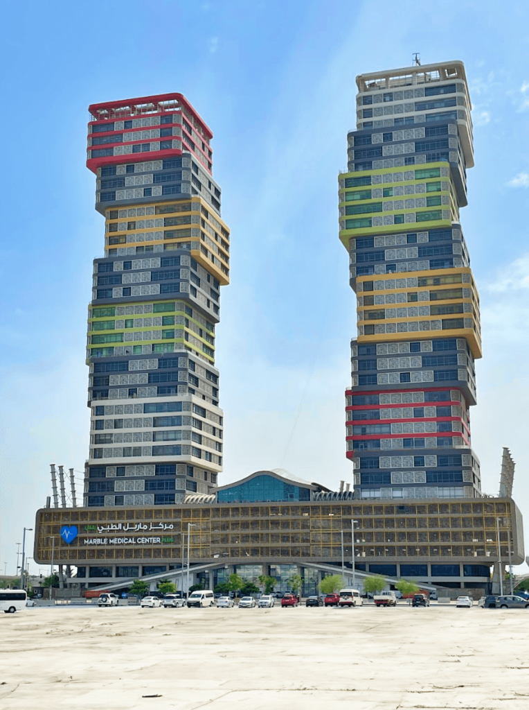 The Lego-Shaped Marina Twin Towers in Lusail, Qatar near Doha