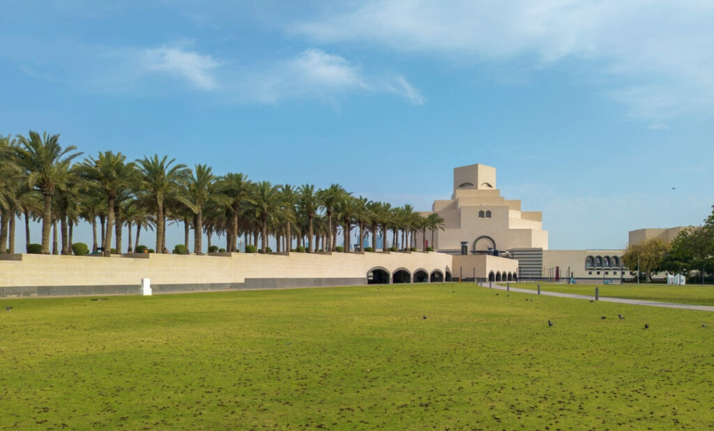 A view of the Museum of Islamic Art, from the nearby park