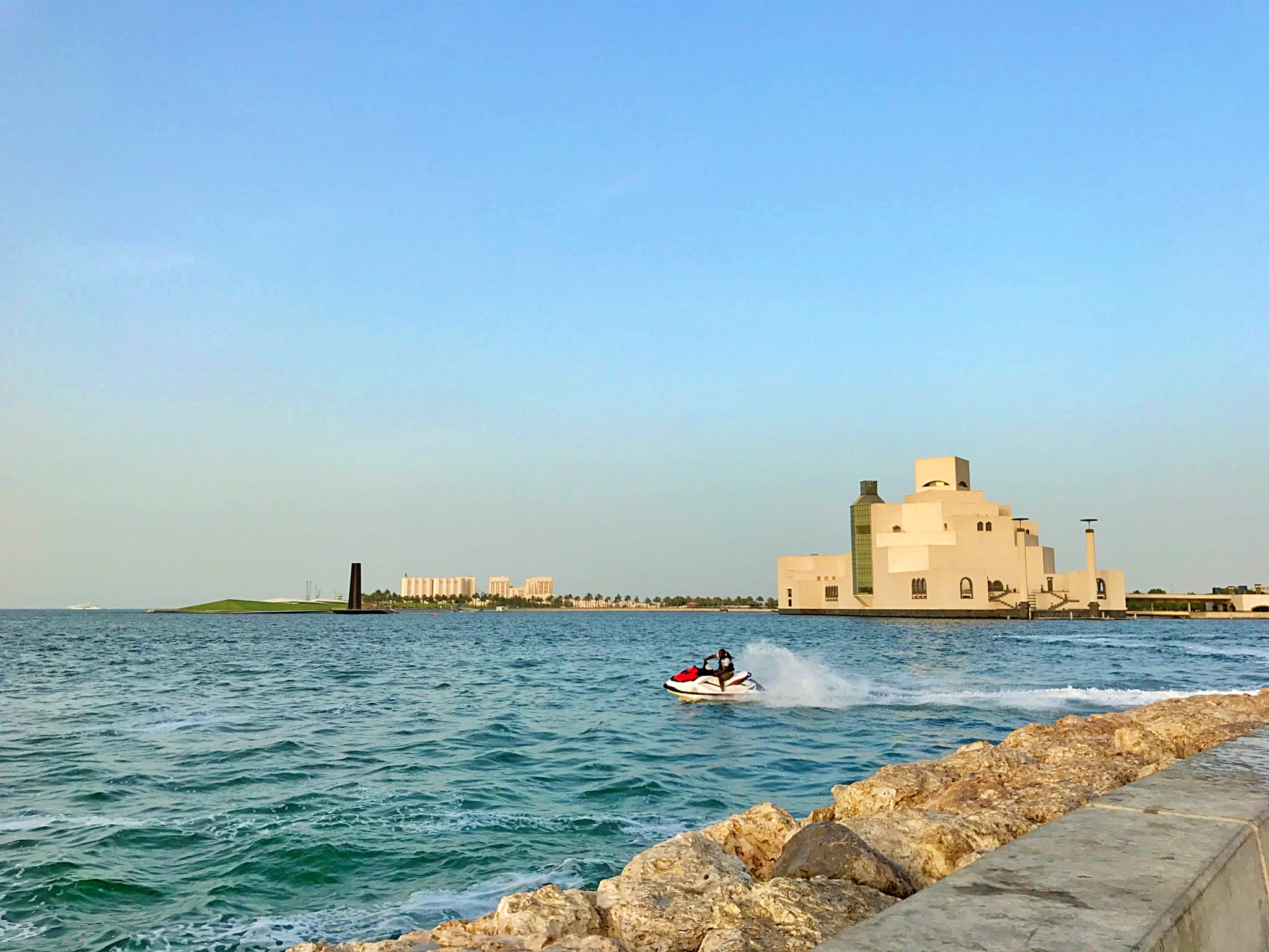 Jet ski in Qatar next to Museum of Islamic Art