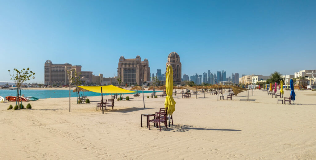 Katara Beach with the skyline view