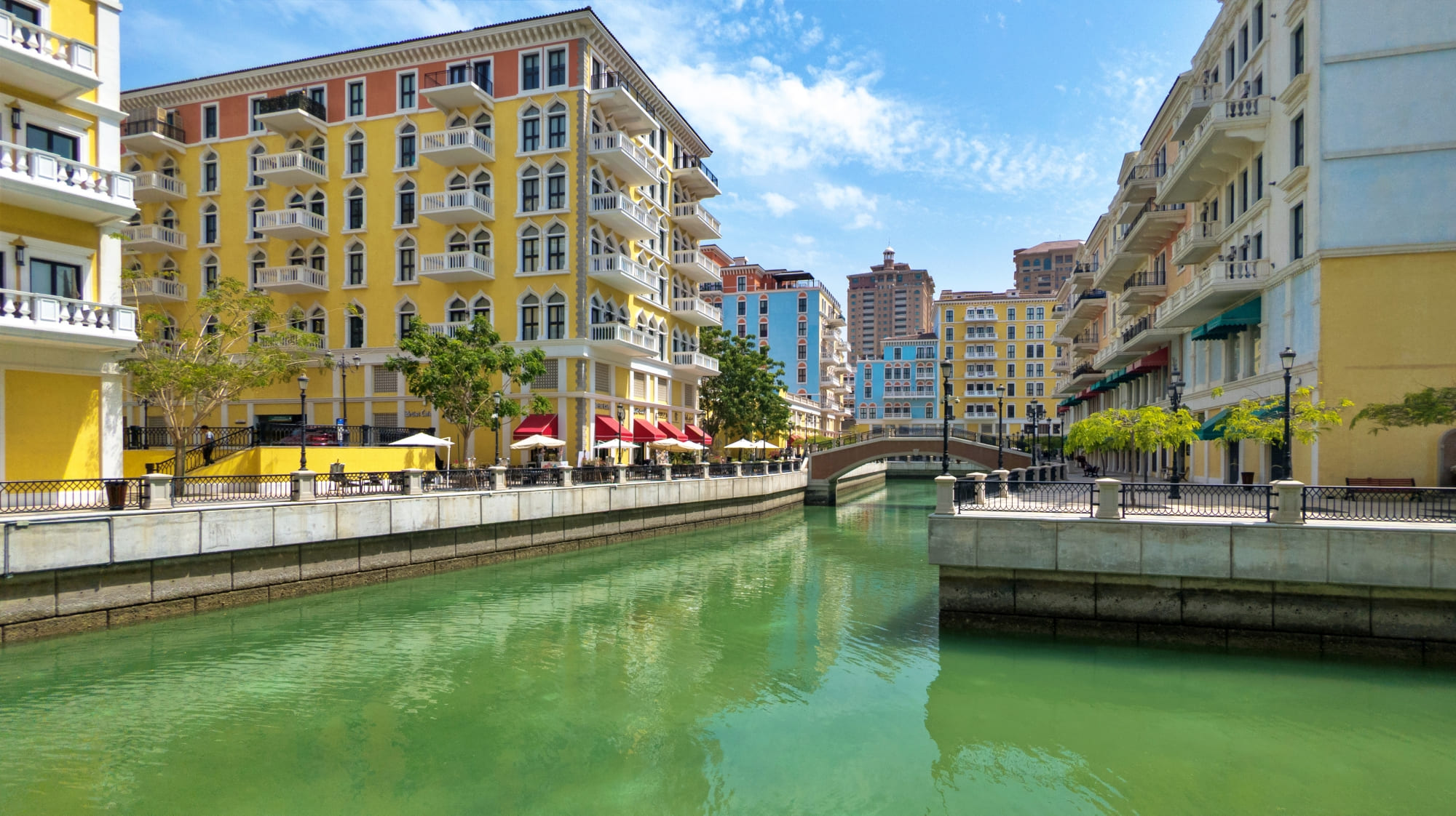 The colourful buildings of Qanat Quartier