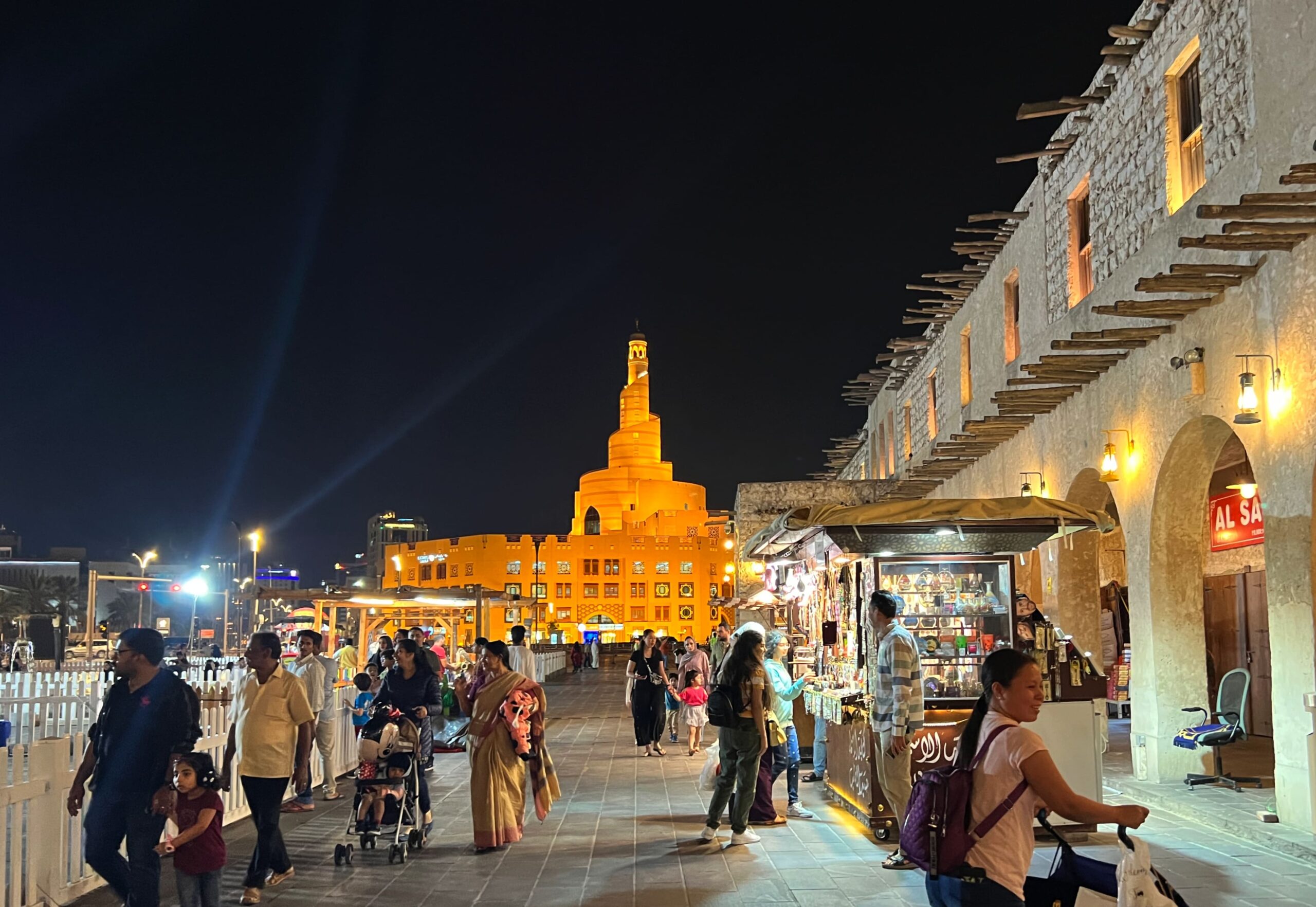 The iconic Fanar building, near Souq Waqif, at the back